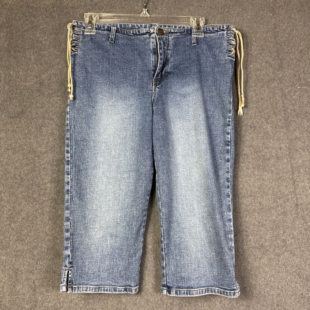 Mudd Jean Capris Lace Up Sides Y2K Summer Casual Sexy Beach Faded Mudd Size 11